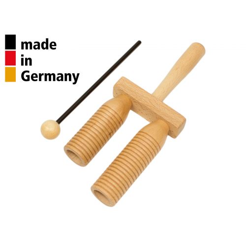 Petit Agogo En Hêtre 2 Tons Avec Baguette - 3+