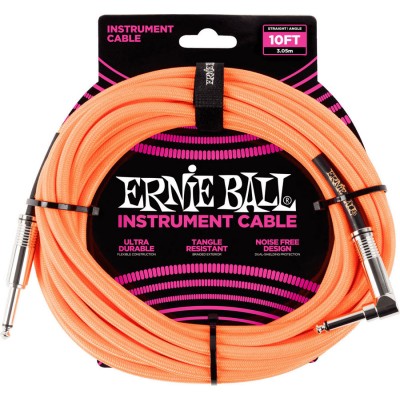 Cables Instrument Gaine Tisse Jack/jack Coudé 3M Orange - Stock B