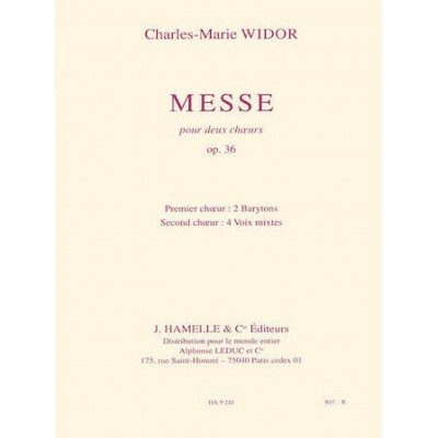 Widor CHARLES-marie - Messe Pour Deux Choeurs Op.36 - Vocal Score