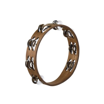 Tambourin BR. Noyer 2 Rangees Cymbales Nickel