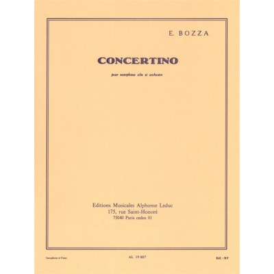 Bozza Eugene - Concertino - Saxophone Alto & Piano