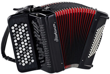 Accordion C-Handle Black Noir avec soufflet rouge