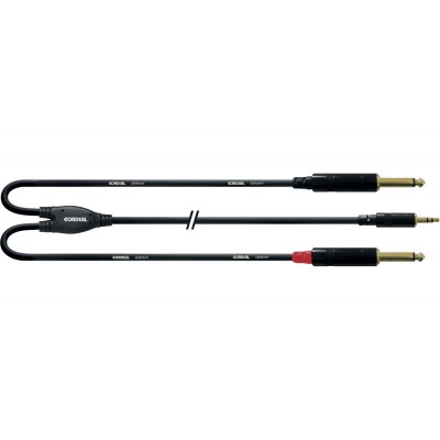Câble Audio Minijack Stéréo - 2 Jack Mono 90 CM