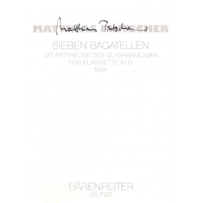 Pintscher M. - Sieben Bagatellen Mit Apotheose... - Clarinette