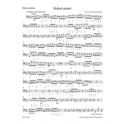 PERGOLESE G. B. - STABAT MATER - BASSE CONTINUE
