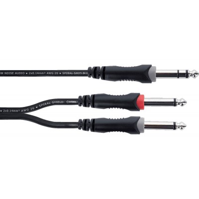 Câble Y Bretelle Jack Stéréo Mâle / 2 Jacks Mono Mâles 3 M