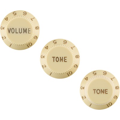 Strat Knobs, Aged White (Volume, Tone, Tone) (3) Lhed
