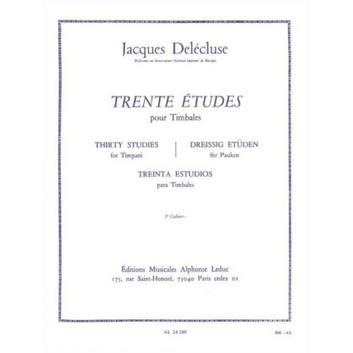 Delecluse J. - 30 Etudes Vol.3 - Timbales
