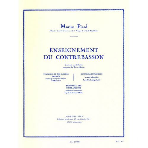 Piard M. - Enseignement Du Contrebasson