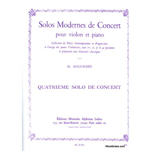 HAUCHARD M. - SOLO MODERNE DE CONCERT N04 LA MINEUR (1ERE POSITION) - VIOLON ET PIANO