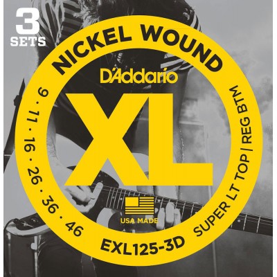 EXL125-3D Nickel Wound Super LT Top Pack de 3