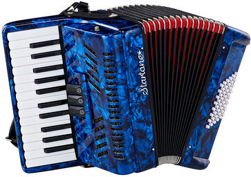 Piano Accordion 48 Blue MKII Bleu avec soufflet rouge
