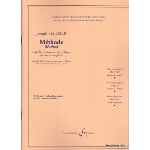 Sellner Joseph - Methode Vol.1 - Etudes Elementaires - Pour Hautbois Ou Saxophone