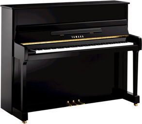 P 116 M PEC Upright Piano Noir poli haute brillance avec garniture chromée