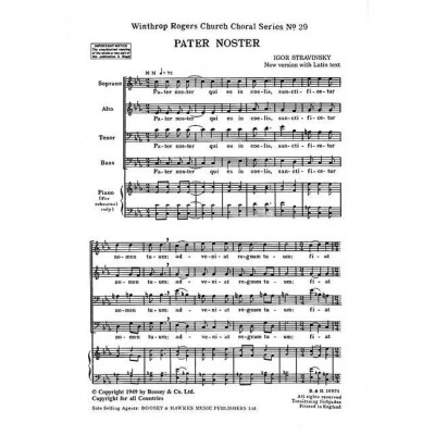 Stravinsky - Pater Noster No. 29 - Choeur Mixte (satb) A Cappella