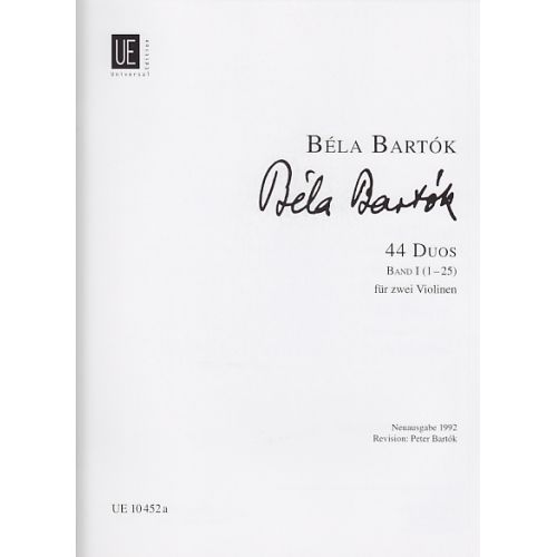 Bartok B. - 44 Duos Vol. 1 - 2 Violons