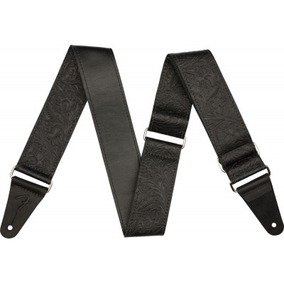 Tooled Leather Guitar Strap, 2, Black
