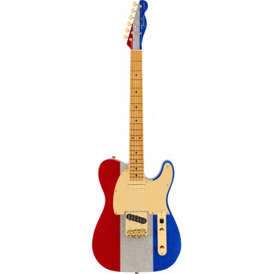 Telecaster Signature Buck Owens Mn Red Silver Blue Sparkle