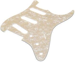11-Hole Strat SSS Pickguard AW Aged White Moto