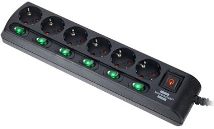 6-Way Socket Device Switchs BK Noir