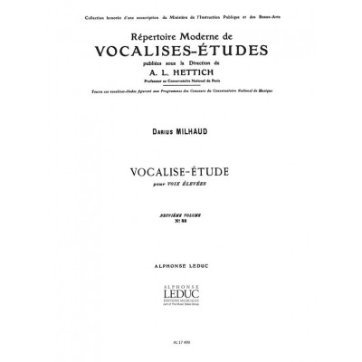 MILHAUD DARIUS - MILHAUD - VOCALISE ETUDE.VOIX ELEVEE/PIANO
