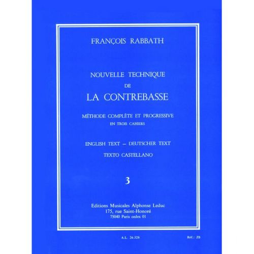 Rabbath Francois - Nouvelle Technique De La Contrebasse Vol.3