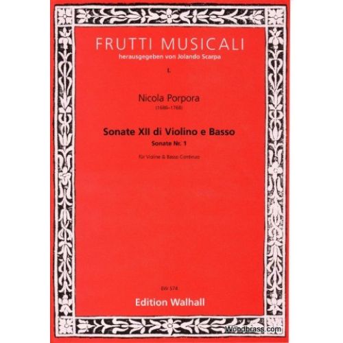 Porpora Nicola - Sonate Xii Di E Basso, Sonate I