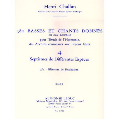 Challan H. - 380 Basses et Chants Donnes Vol.4b (septiemes Differentes Especes) - Elements De Realis