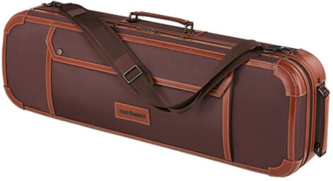 Leather & Nylon Violin Case CO Coffee brown with brown leather