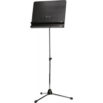 Pupitre D'orchestre Chrom Plateau Bois Noir Deux Tablettes