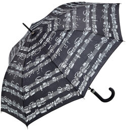 Stick Umbrella Black Noir avec notes blanches