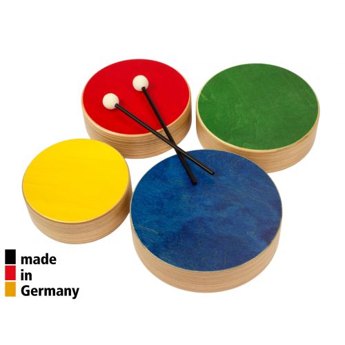 Set De 4 Toms De Couleur En Bois + 2 Baguettes - 3+