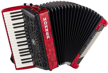 Hohner Bravo III 96 silent key red Rouge