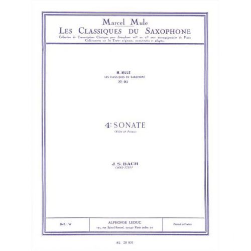 Bach J.S. - 4e Sonate (flute) - Saxophone & Piano