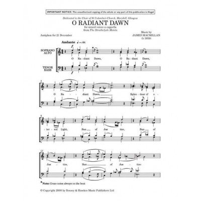 Macmillan - O Radiant Dawn - Choeur Mixte (satb) A Cappella