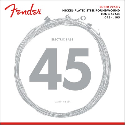 7250 BASS STRINGS, NICKEL PLATED STEEL, LONG SCALE, 7250M .045-.105 GAUGES, (4)