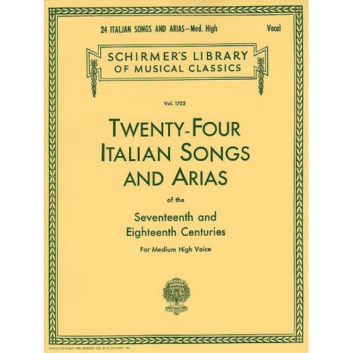 TWENTY-four Italian Songs And Arias Of The 17TH And 18TH Centuries Md/hi - High Voice