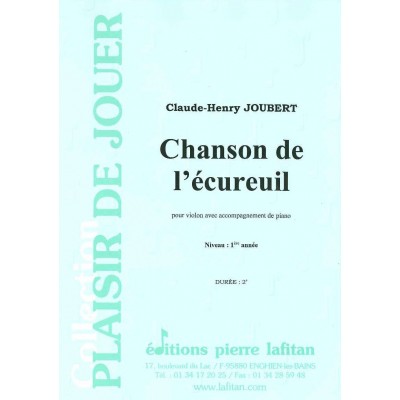Joubert CHARLES-henry - Chanson De L'ecureuil Violon/piano