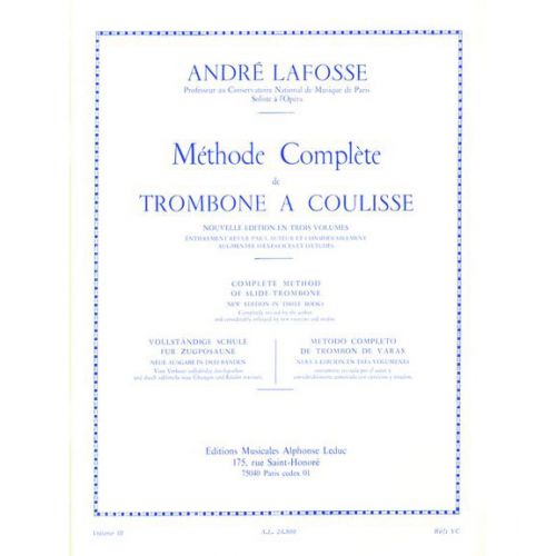 Lafosse Andre - Methode Complete De Trombone A Coulisse Vol.3