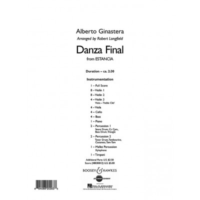 Ginastera - Danza Final - String Orchestre et Percussion