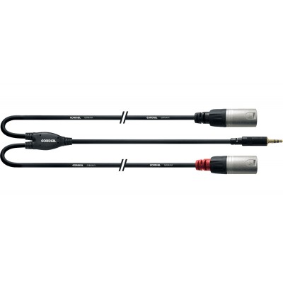 Câble Y Bretelle Minijack Stéréo/2 XLR Mâle Longs 1,5 M