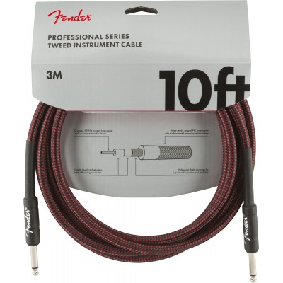 PROFESSIONAL INSTRUMENT CABLES, 10', RED TWEED