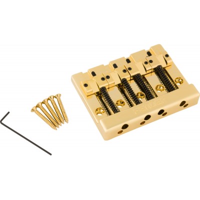 HiMass 4-String Bass Bridge Assembly With Brass Saddles Gold
