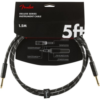 Deluxe Instruments Cable, Straight/Straight, 5', Black Tweed