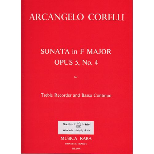 Corelli A. - Sonata In F Major Op. 5/4 - Flute A Bec Alto et BC