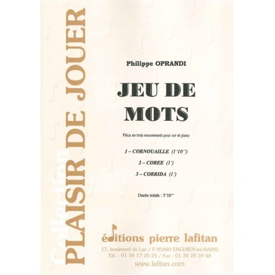 Oprandi Philippe - Jeu De Mots - Cor & Piano