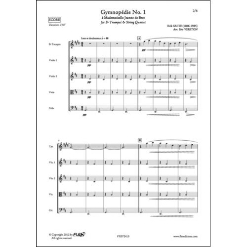SATIE E. - GYMNOPEDIE NO. 1 - TROMPETTE ET QUATUOR A CORDES