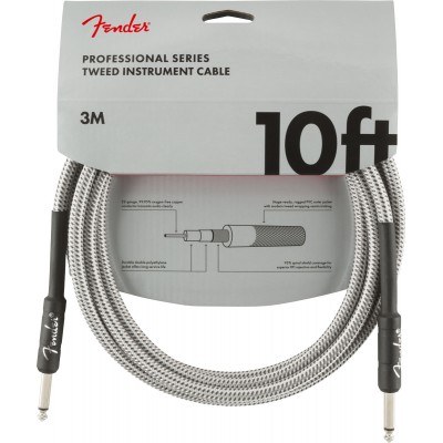 Professional Instrument Cable 3M White Tweed