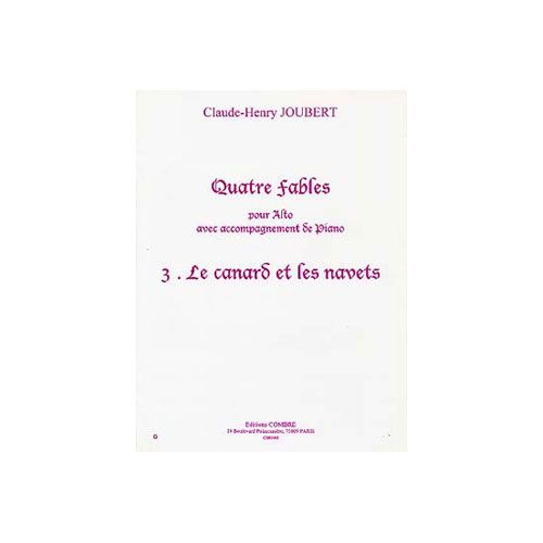 Joubert CLAUDE-henry - Quatre Fables Vol.3 : Le Canard et Les Navets - Alto et Piano