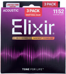 Elixir Nanoweb Custom Light Acou- 3P